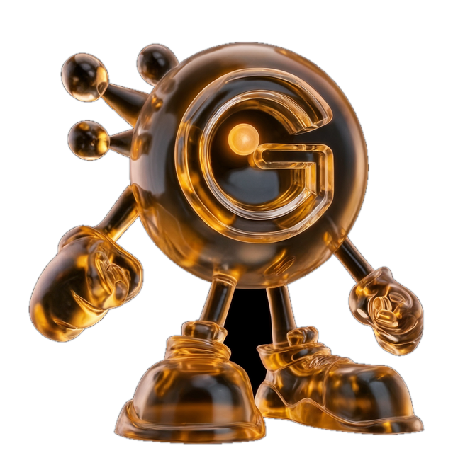Grain × Minds collaboration mascot — the Grain glass mark fused with the Minds companion